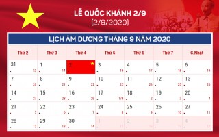 Lịch nghỉ lễ Quốc khánh 2/9 năm nay